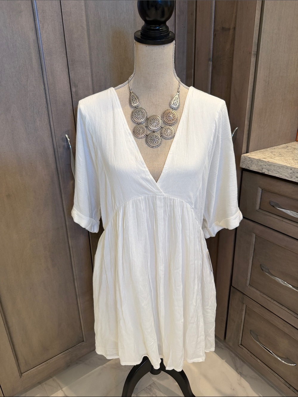 O’Neill Surf Brand Women’s White V-Neck Dress/Beach Cover-up